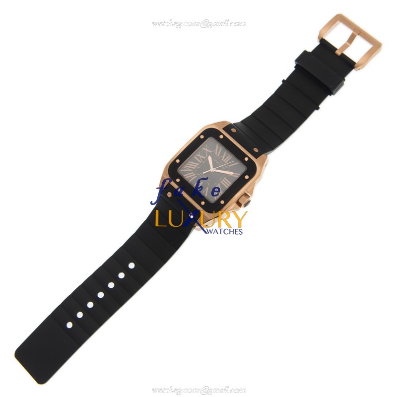 Cartier W20124U2 Automatic Replica Watch, 41.3mm 18kt Rose Gold Case, Black Dial & Rubber Strap - Image 2