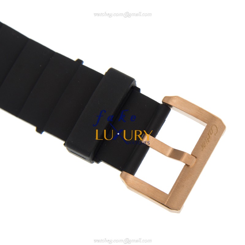 Cartier W20124U2 Automatic Replica Watch, 41.3mm 18kt Rose Gold Case, Black Dial & Rubber Strap - Image 4