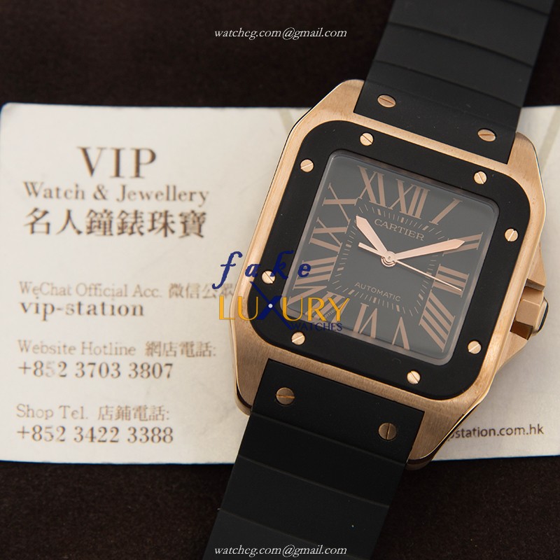 Cartier W20124U2 Automatic Replica Watch, 41.3mm 18kt Rose Gold Case, Black Dial & Rubber Strap - Image 5
