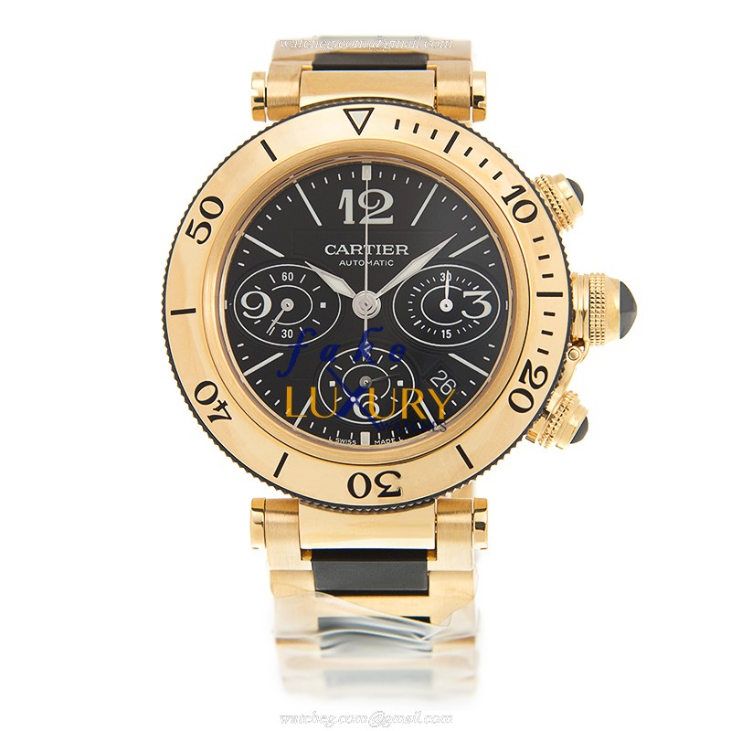Cartier W301970M PASHA DE CARTIER Automatic 18kt Yellow Gold - Black Dial - Ceramic Bezel - Replica - Image 2