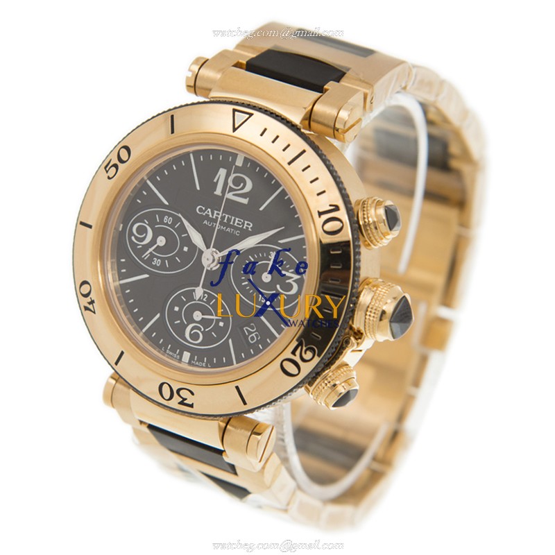 Cartier W301970M PASHA DE CARTIER Automatic 18kt Yellow Gold - Black Dial - Ceramic Bezel - Replica - Image 3