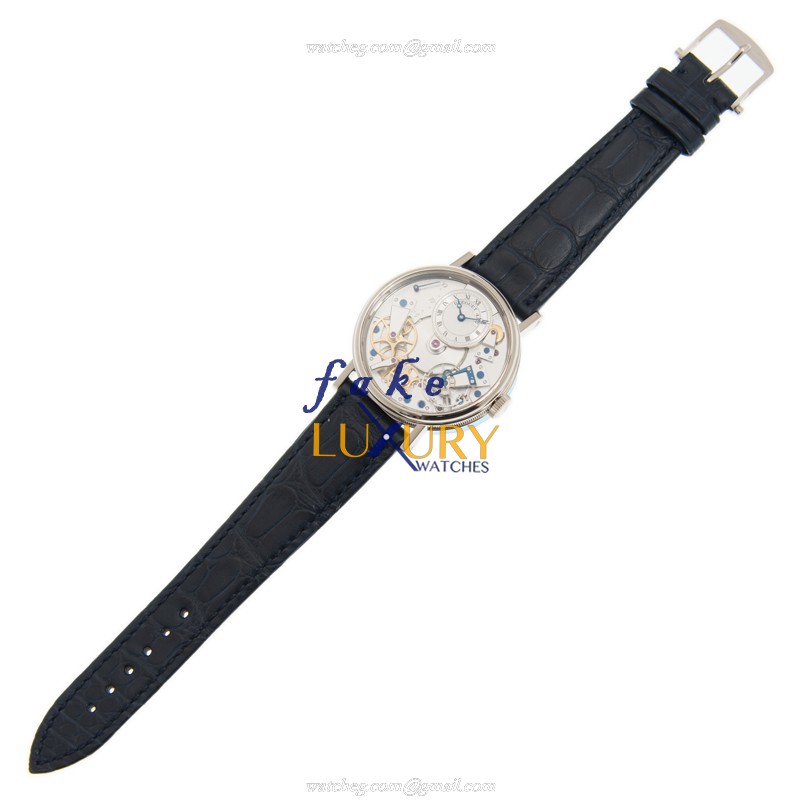 Breguet 7037BB/11/9V6 Tradition Replica Watch, Automatic, Silver Dial, 18kt White Gold Case, Black - Image 2