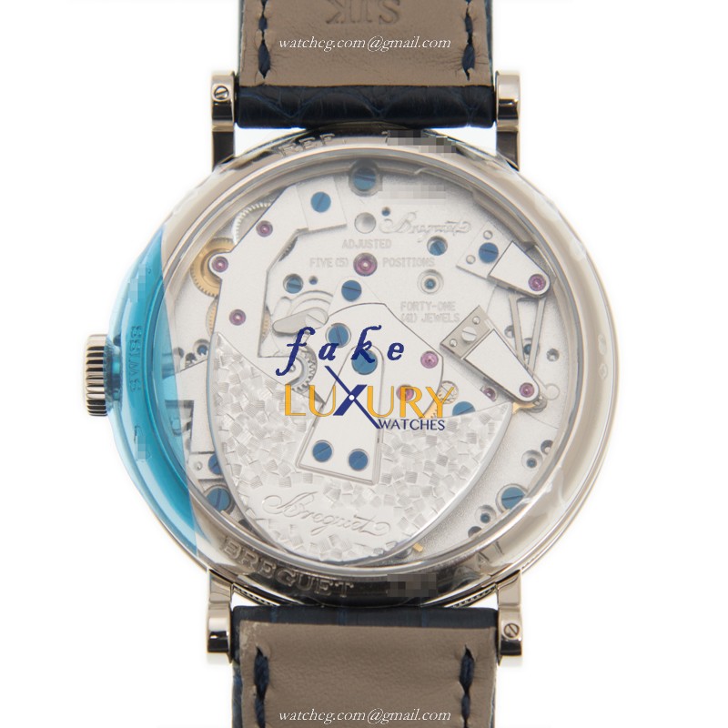 Breguet 7037BB/11/9V6 Tradition Replica Watch, Automatic, Silver Dial, 18kt White Gold Case, Black - Image 3