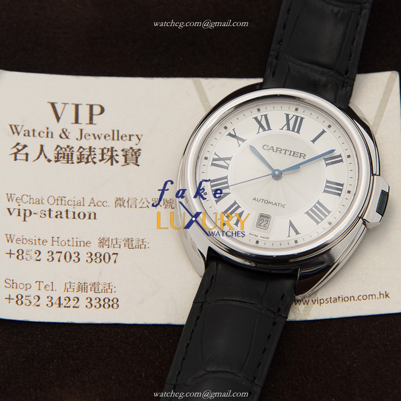 Cartier WGCL0005 Cle de Cartier Replica Watch, Automatic, 18kt White Gold, Silver Dial - Image 5