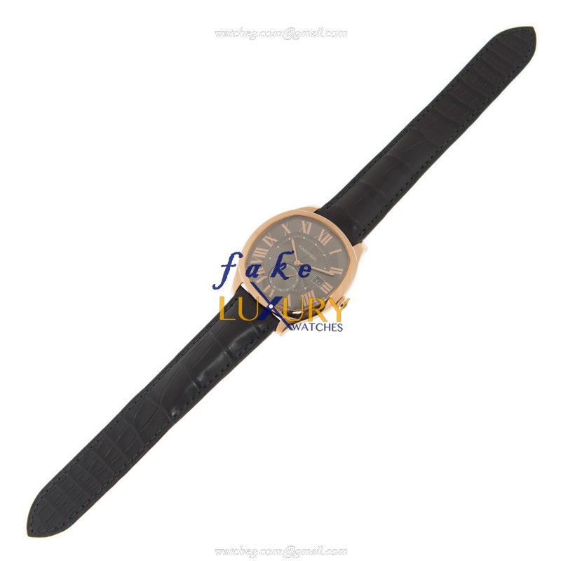 Cartier WGNM0004 DRIVE DE CARTIER Automatic 41mm 18kt Rose Gold Alligator Strap Black Dial Replica - Image 2