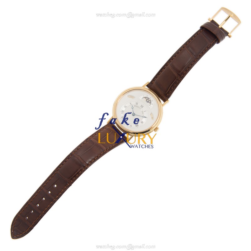 Breguet 3330BA/1E/986 Replica Watch, Automatic, Silver Dial, 18kt Yellow Gold Case, Brown Alligator - Image 2