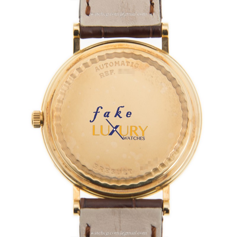 Breguet 3330BA/1E/986 Replica Watch, Automatic, Silver Dial, 18kt Yellow Gold Case, Brown Alligator - Image 3