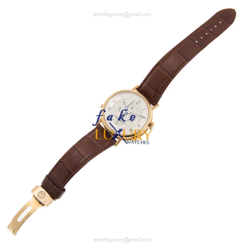Breguet 5707BA/12/9V6 Replica Watch, Silver Dial, 18kt Yellow Gold Case, Brown Alligator Strap - Image 2