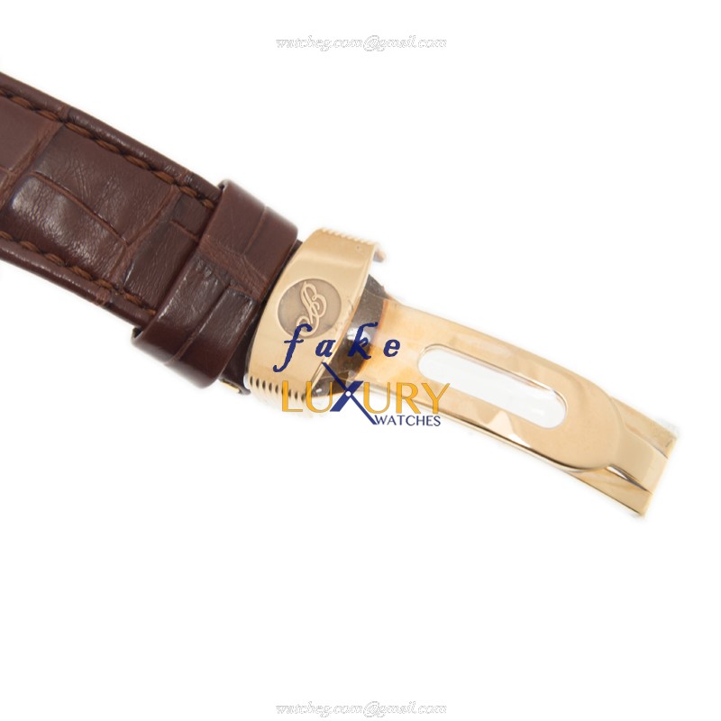Breguet 5707BA/12/9V6 Replica Watch, Silver Dial, 18kt Yellow Gold Case, Brown Alligator Strap - Image 4