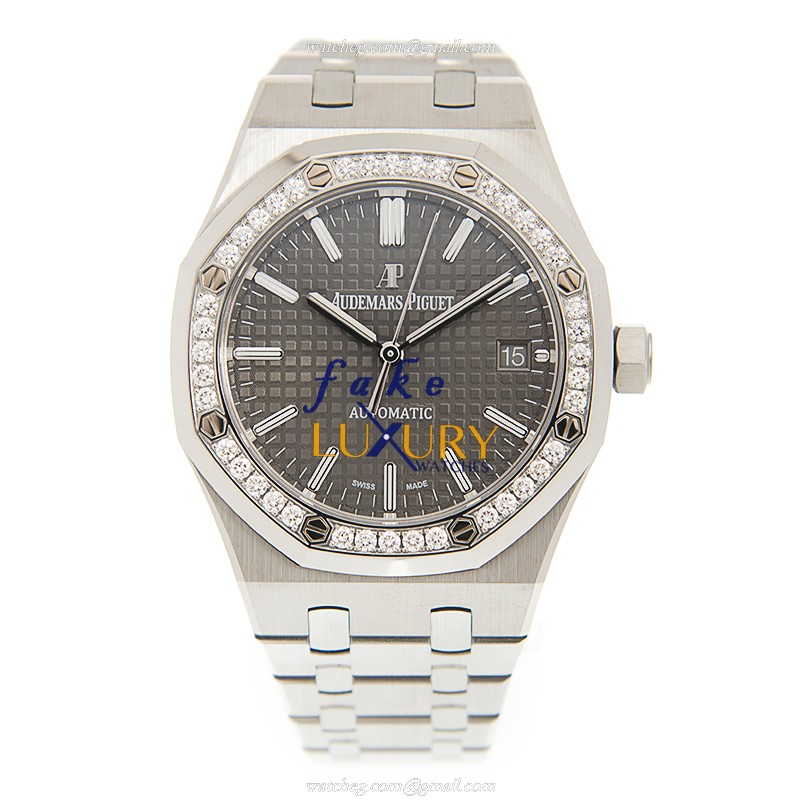 Audemars Piguet 15451ST.ZZ.1256ST.02 Replica Watch, Automatic Movement, Gray Dial, Steel & Diamonds - Image 2