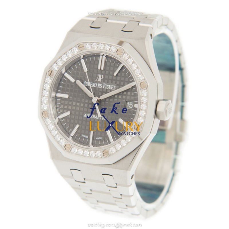 Audemars Piguet 15451ST.ZZ.1256ST.02 Replica Watch, Automatic Movement, Gray Dial, Steel & Diamonds - Image 3