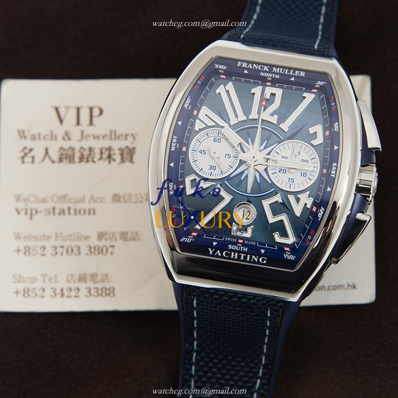 Franck Muller Vanguard V45 CC DT YACHTING AC.BL - Automatic - Blue Dial - Stainless Steel - Replica - Image 5