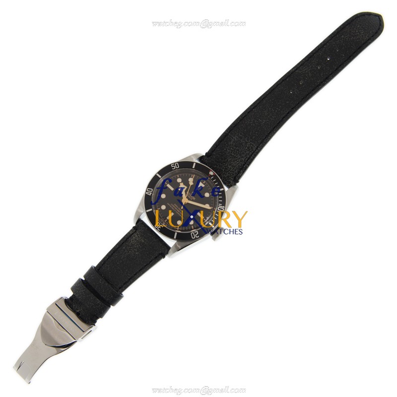Tudor 79230N-LS Replica Watch, Automatic Movement, Stainless Steel Case, Black Dial, Leather Strap - Image 2