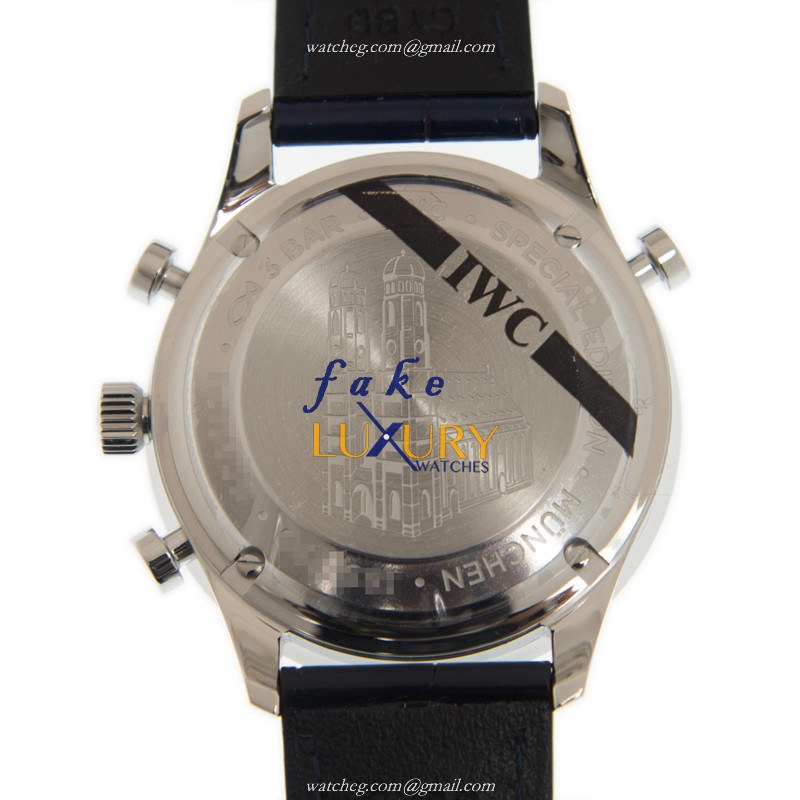 IWC IW371217 Portuguese Manual Wind Replica Watch, Blue Dial, Steel Case, Alligator Strap - Image 3