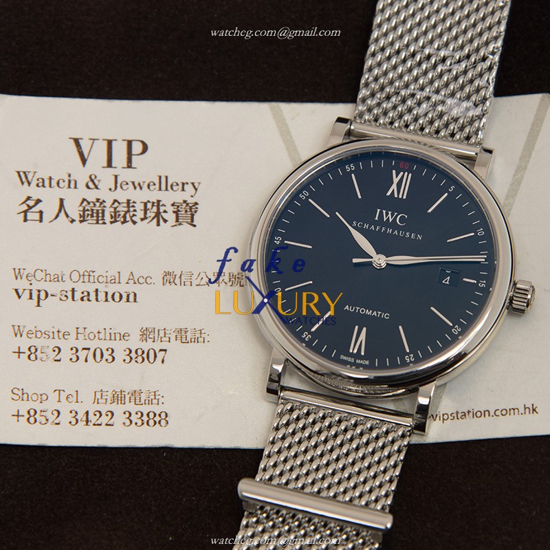 IWC IW356508 Portofino Replica Watch, Black Dial, Steel Case, Automatic Movement, Silver Bracelet - Image 5