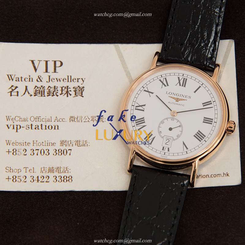 Longines L4.805.1.11.2 Replica Watch, Automatic Movement, White Dial, PVD Gold Case - Image 4