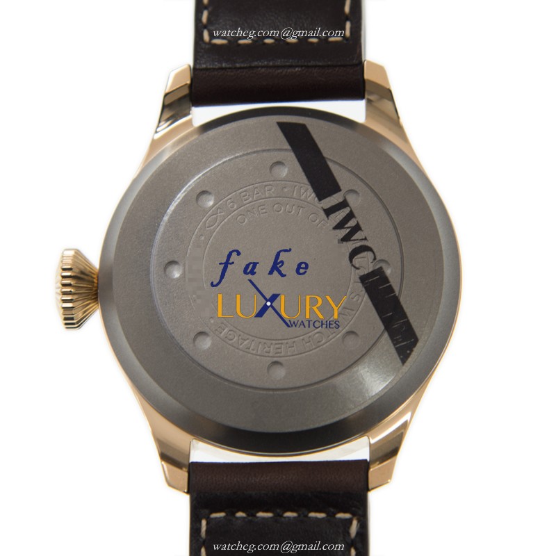 IWC IW501005 Replica Watch, Black Dial, Bronze Case, Automatic Movement, Brown Cowhide Strap - Image 3