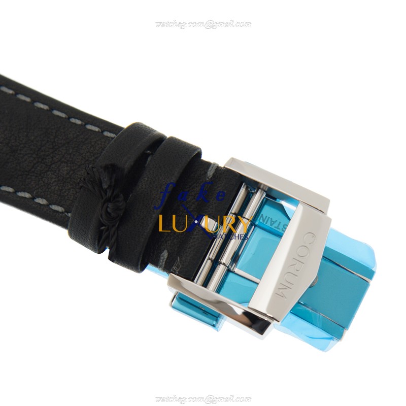 Corum A395/03550 Admirals Cup Replica Watch, Automatic, Gray Dial, Steel Case, Black Leather Strap - Image 4