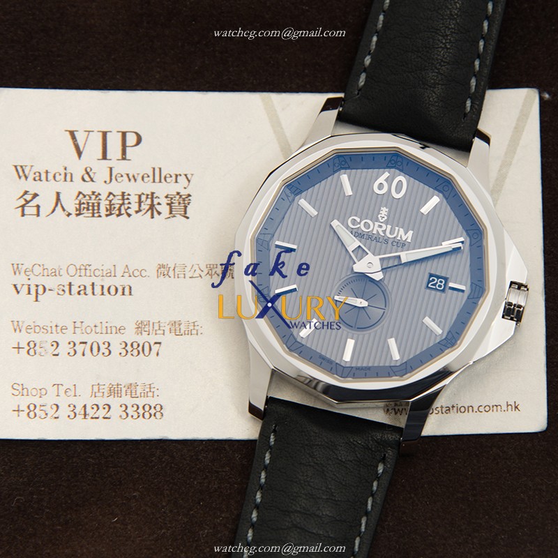 Corum A395/03550 Admirals Cup Replica Watch, Automatic, Gray Dial, Steel Case, Black Leather Strap - Image 5