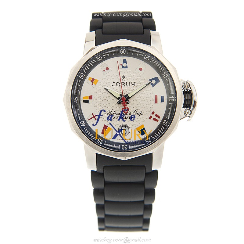 Corum ADMIRALS CUP A082/03499 Automatic Stainless Steel Silver Dial Rubber Strap Replica Watch - Image 2