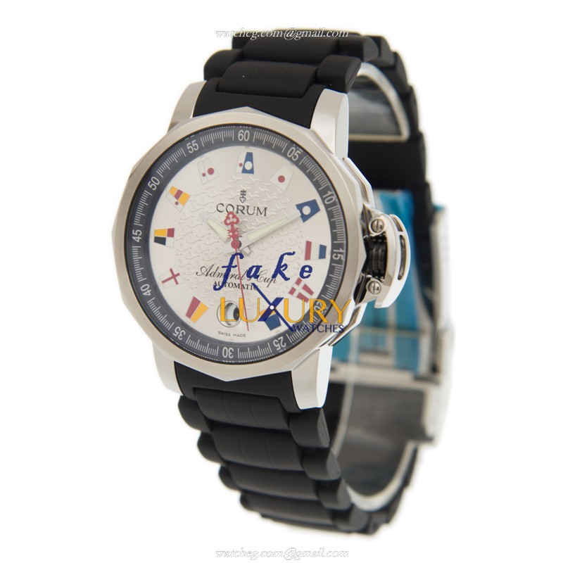 Corum ADMIRALS CUP A082/03499 Automatic Stainless Steel Silver Dial Rubber Strap Replica Watch - Image 3