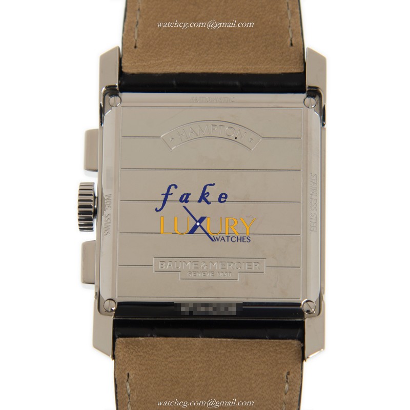 Baume & Mercier Hampton M0A10030 Automatic Steel Gray Dial Alligator Strap Replica Watch - Image 3