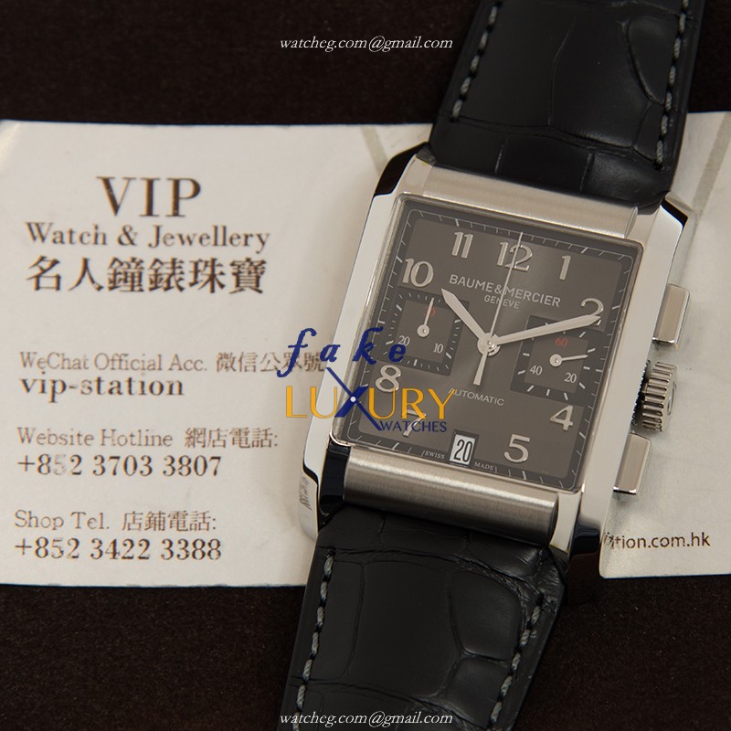 Baume & Mercier Hampton M0A10030 Automatic Steel Gray Dial Alligator Strap Replica Watch - Image 5