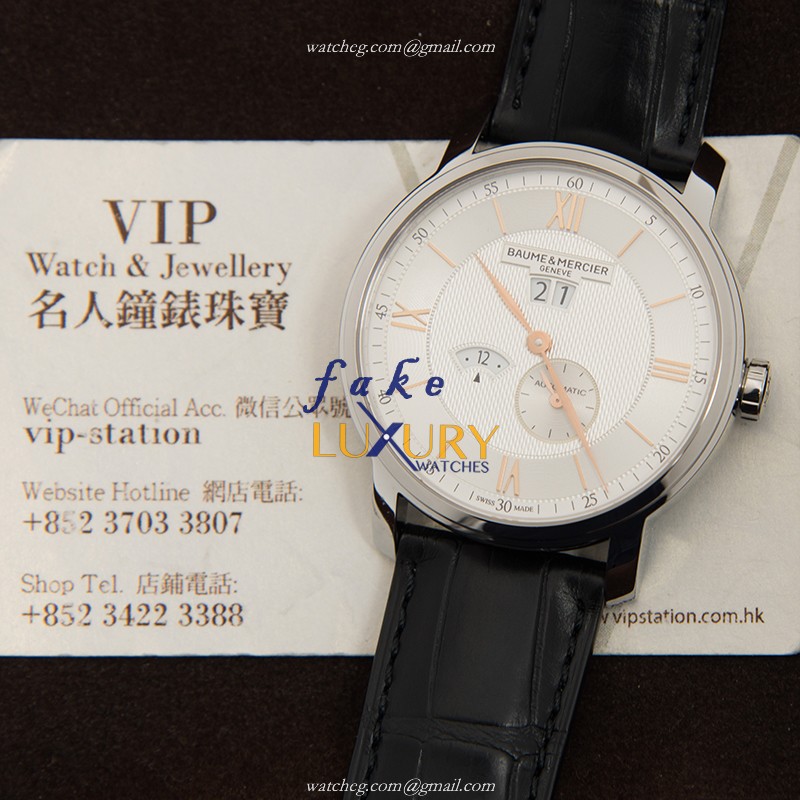 M0A10038 - Baume & Mercier Classima Replica Watch - Automatic - White Dial Black Alligator Strap - Image 5