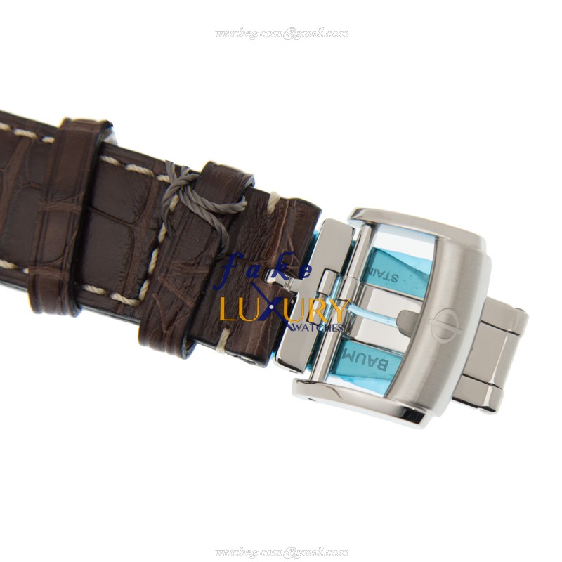 Baume & Mercier M0A10041 Capeland Manual Wind White Dial Alligator Strap Replica Watch - Image 4