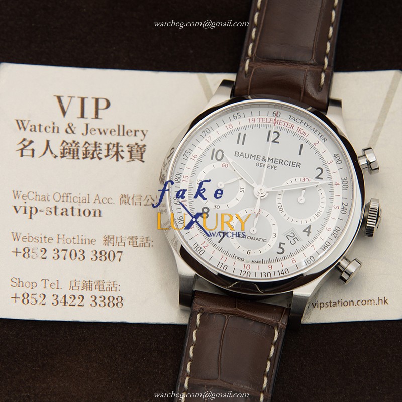 Baume & Mercier M0A10041 Capeland Manual Wind White Dial Alligator Strap Replica Watch - Image 5