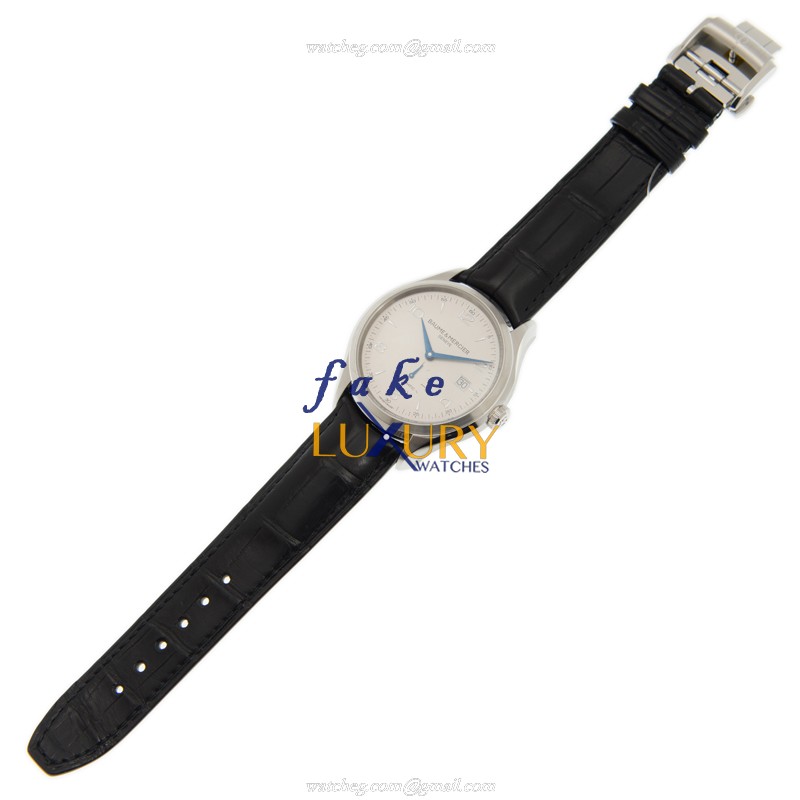 Baume & Mercier M0A10052 Clifton - Replica Watch - Automatic - Steel Case - Silver Dial - Black - Image 2
