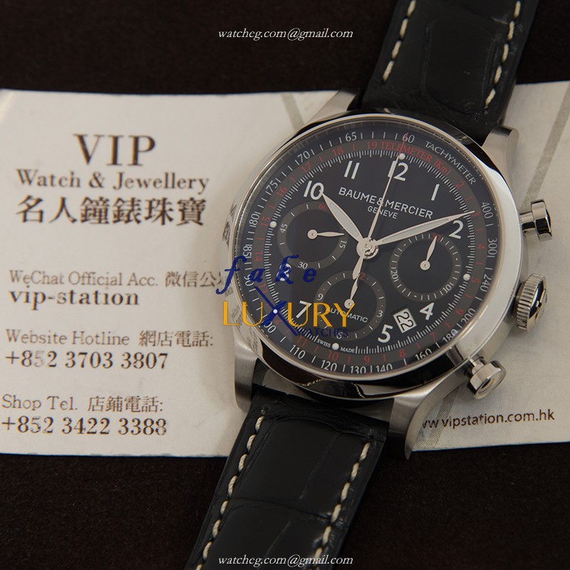 Baume & Mercier M0A10042 Capeland Replica Watch, Automatic, Black Dial, Steel Case - Image 5