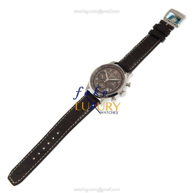 Baume & Mercier M0A10043 Capeland Replica Watch, Brown Dial, Steel Case, Alligator Strap - Image 2