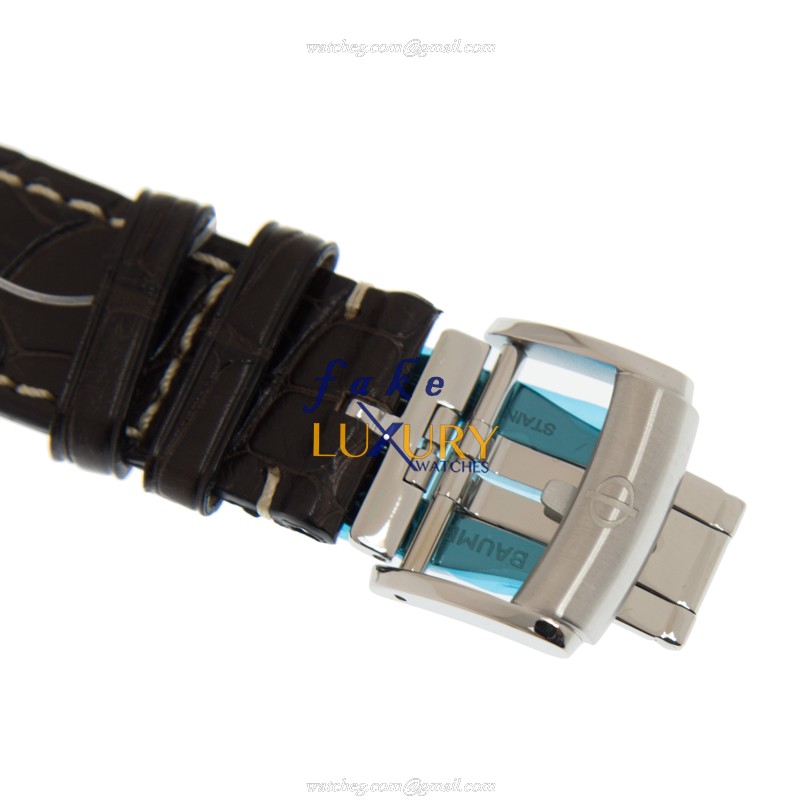 Baume & Mercier M0A10043 Capeland Replica Watch, Brown Dial, Steel Case, Alligator Strap - Image 4