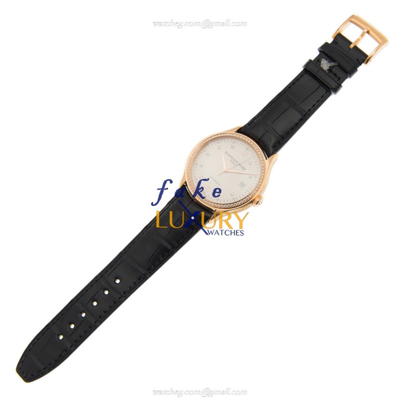Baume & Mercier M0A10194 Clifton Replica Watch, Automatic, White Dial, 18kt Rose Gold & Diamonds - Image 2
