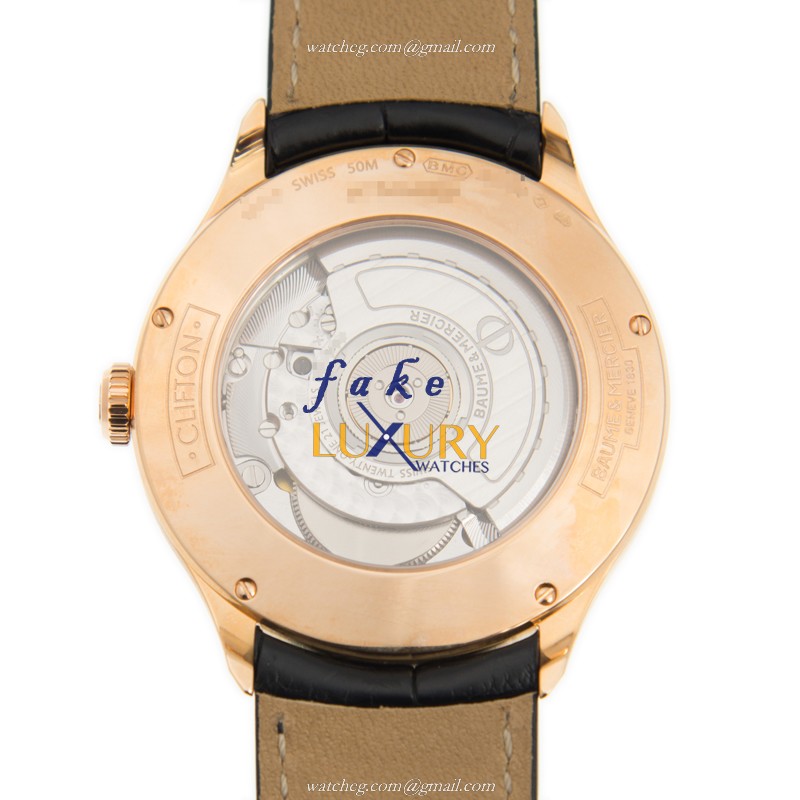 Baume & Mercier M0A10194 Clifton Replica Watch, Automatic, White Dial, 18kt Rose Gold & Diamonds - Image 3