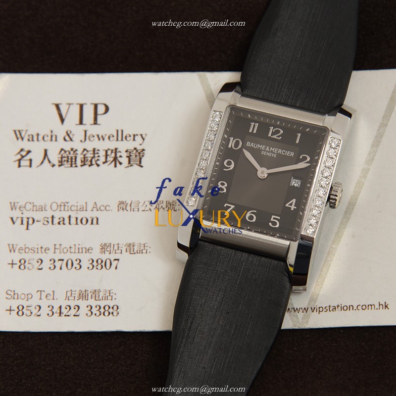 Baume & Mercier M0A10022 Hampton Replica Watch Quartz Stainless Steel Diamonds Black Dial Satin - Image 5