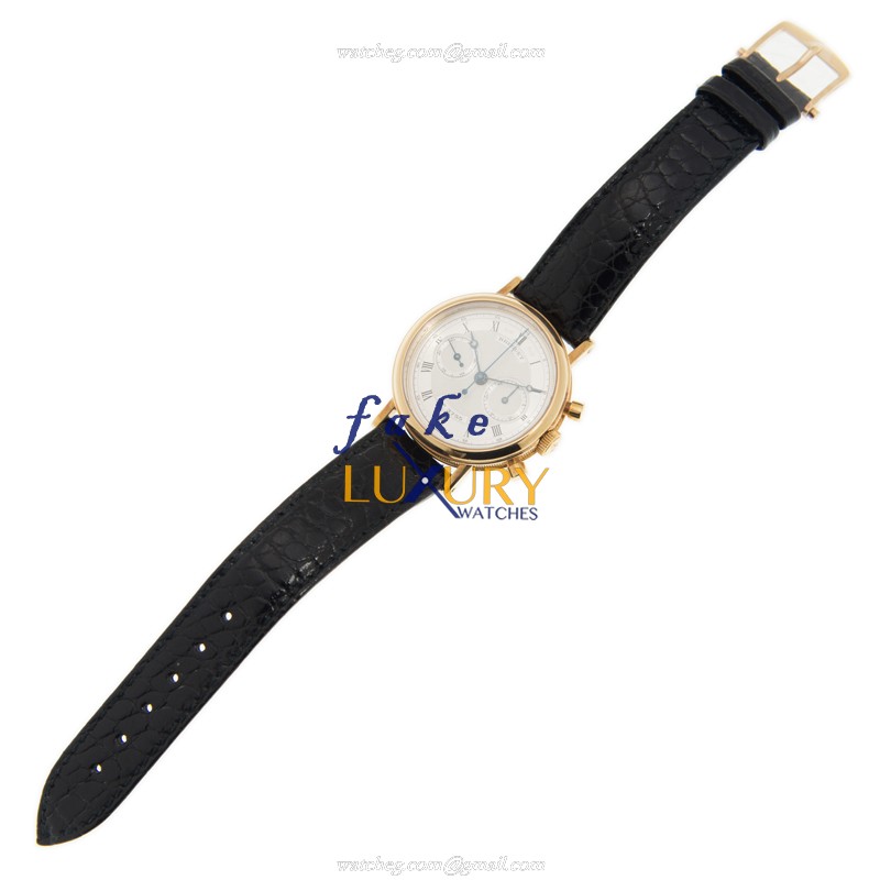 Breguet 3237BA/12/286 Replica Watch Manual Wind 18kt Yellow Gold Silver Dial Brown Alligator Strap - Image 2