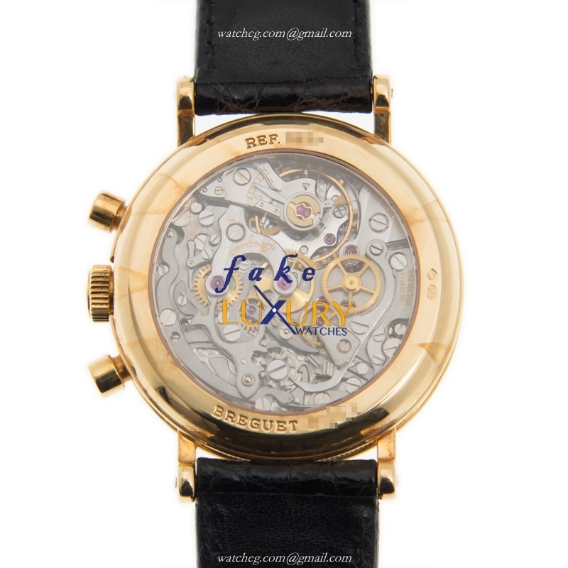 Breguet 3237BA/12/286 Replica Watch Manual Wind 18kt Yellow Gold Silver Dial Brown Alligator Strap - Image 3