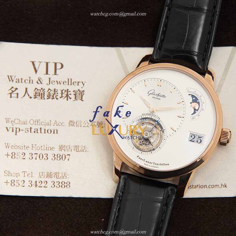 Glashutte 1-93-02-05-05-04 Replica Watch Automatic 18kt Rose Gold White Dial Alligator Strap - Image 5