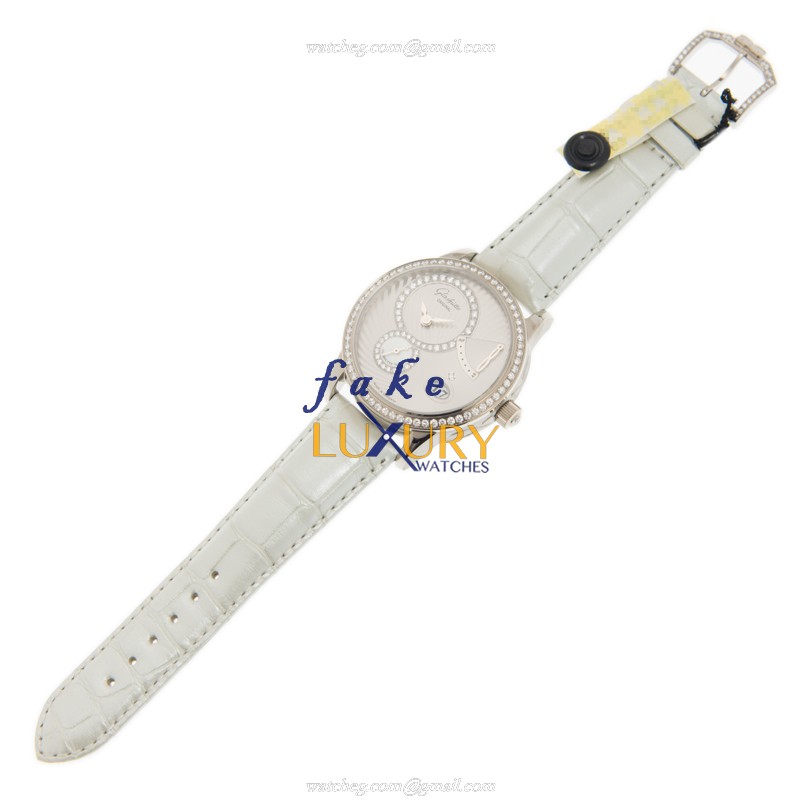 Glashutte 1-65-01-50-50-04 Ladies Manual Wind 18kt White Gold Diamond Silver Dial Replica Watch - Image 2