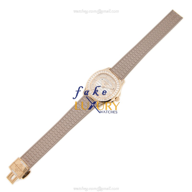 Patek Philippe 5062/450R-001 Aquanaut Automatic 18kt Rose Gold & Diamonds Rubber Strap Replica Watch - Image 2