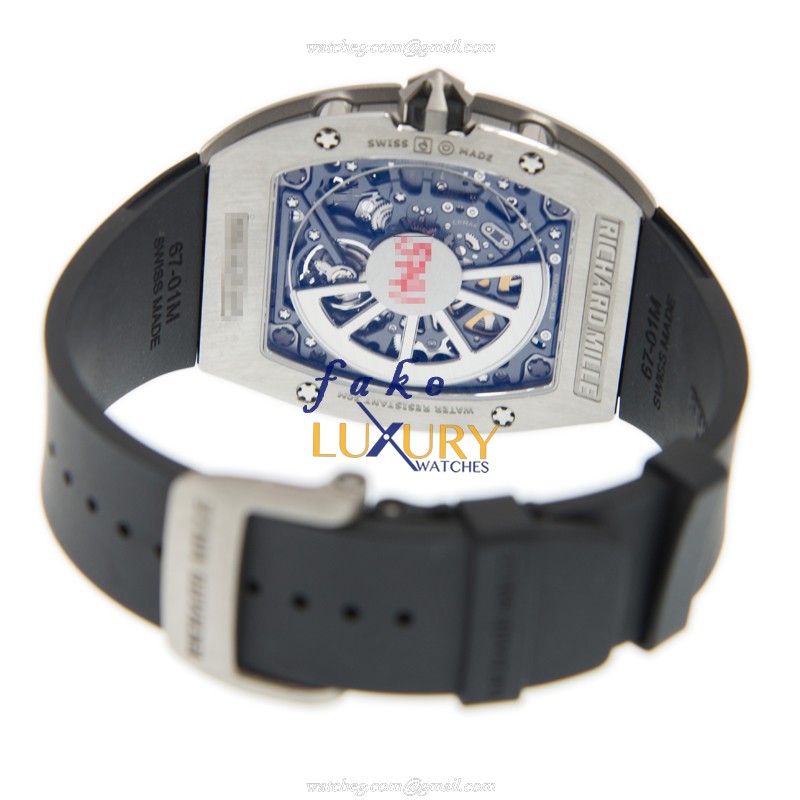 Richard Mille RM67-01 Extra Flat Automatic Titanium Black Dial Rubber Strap Replica Watch - Image 4