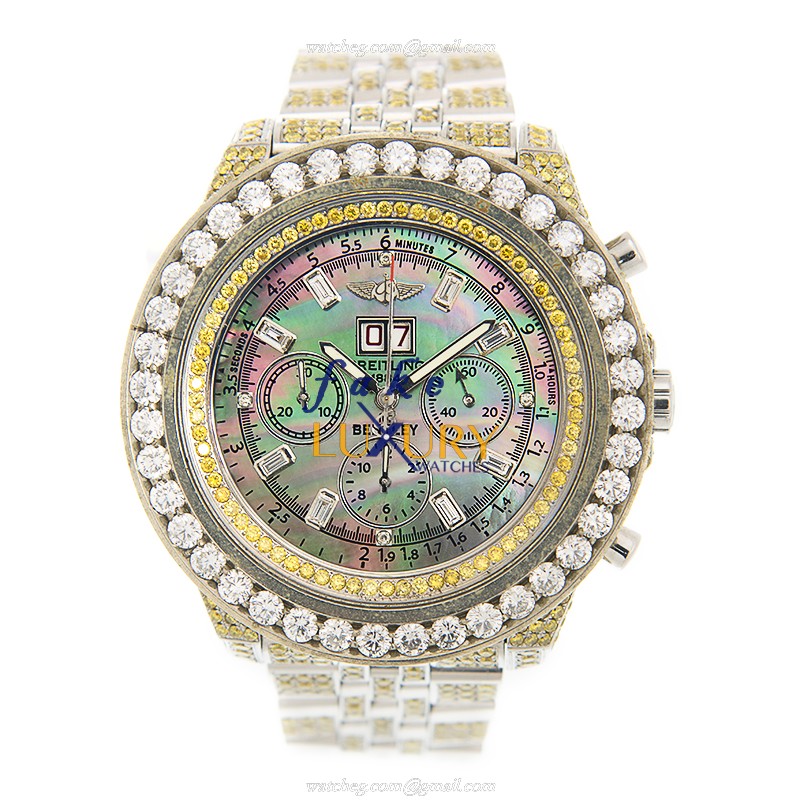 Breitling Bentley NGBK_DIASTRAP Replica Watch, Automatic Gray Dial, Steel & Diamond Case - Image 2