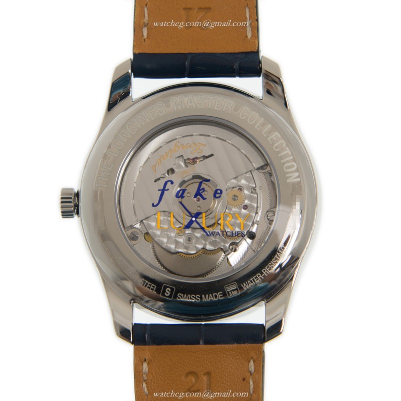 Longines L2.793.4.92.0 Master Automatic Blue Dial Leather Strap Steel Replica Watch - Image 3