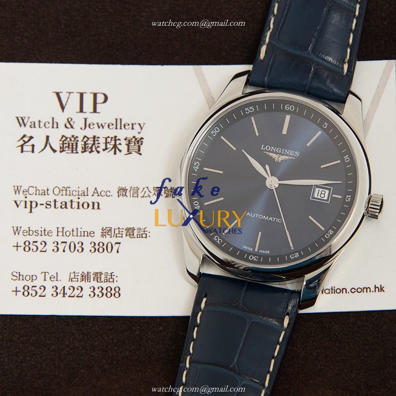 Longines L2.793.4.92.0 Master Automatic Blue Dial Leather Strap Steel Replica Watch - Image 5
