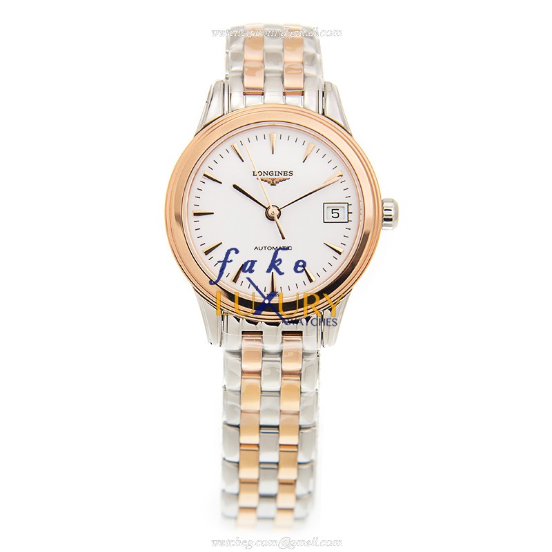 Longines L4.274.3.92.7 FLAGSHIP AUTO 18kt RG & ST Silver Dial Replica Watch - Image 2