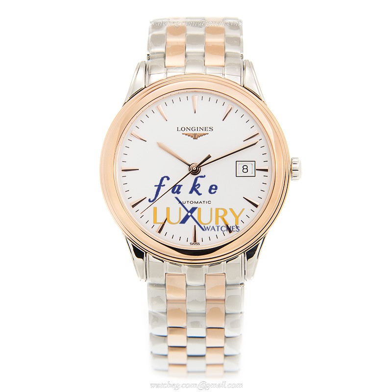 Longines L4.874.3.92.7 FLAGSHIP Replica Watch, Automatic, White Dial, Rose Gold & Steel - Image 2