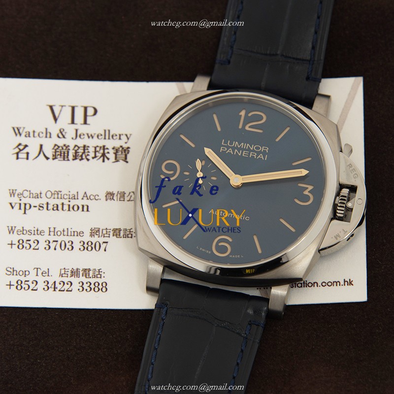 Panerai PAM00729 Luminor Replica Watch, Automatic, Blue Dial, PVD Titanium Case, 45mm - Image 5