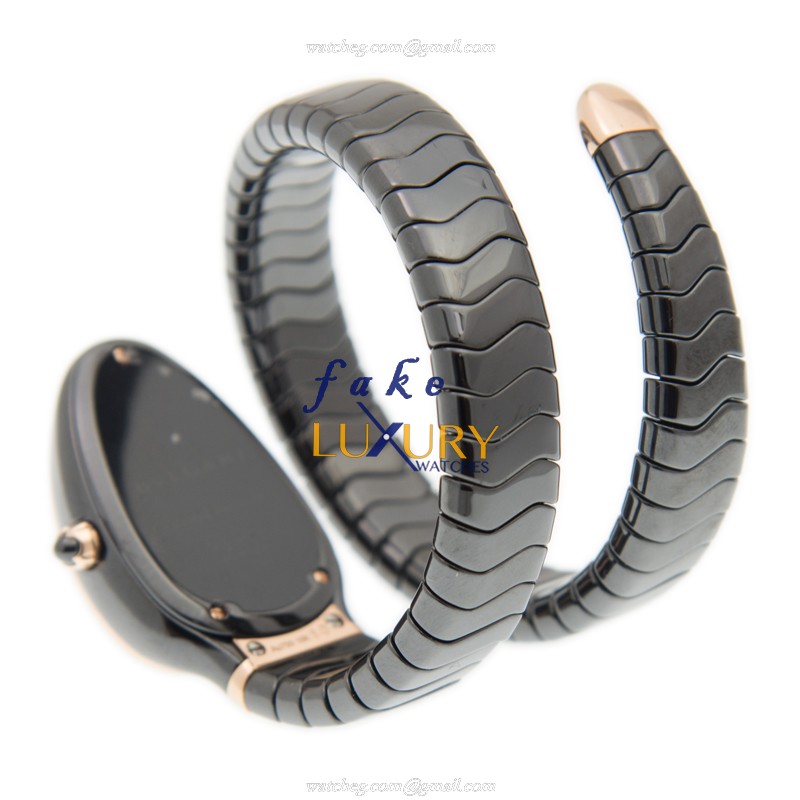 102532 - Bulgari Serpenti Replica Watch Quartz Ceramic Black Dial Bangle - Image 5